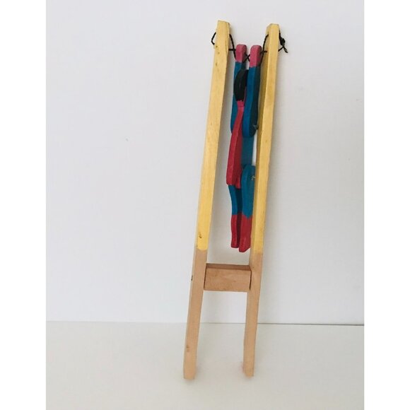 Vintage Handmade Wooden Flip Toy Artisan Folk Art Superhero Character Toy - Picture 7 of 11
